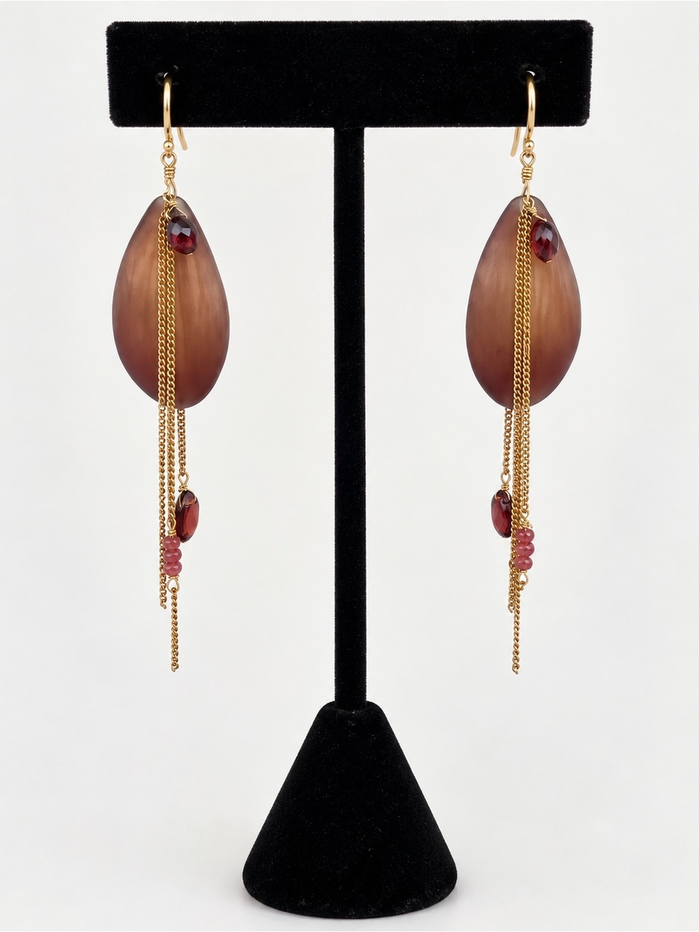 Alexis Bittar Taupe Lucite Chain Tassel Drop Earrings